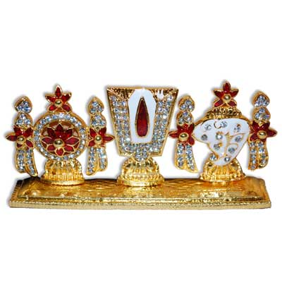 "Stone studded Shankam Chakra Balaji Tilak  Idol-001 - Click here to View more details about this Product